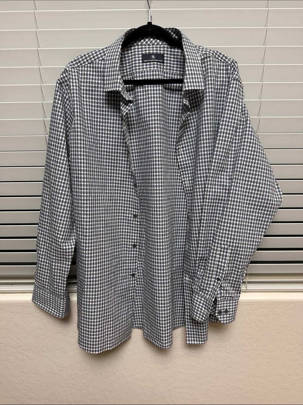 Hart Schaffner Marx Black & White Gingham Dress Shirt
